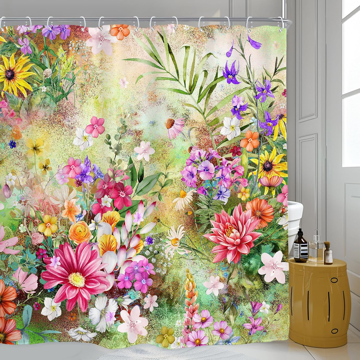 Custom Printed Bath Curtain — custom printed polyester bath curtain detail view