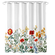 Froal Green Leaves Flower Polyester Fabric Shower Curtain 12 Hooks 72x72 Inch — custom printed polyester bath curtain