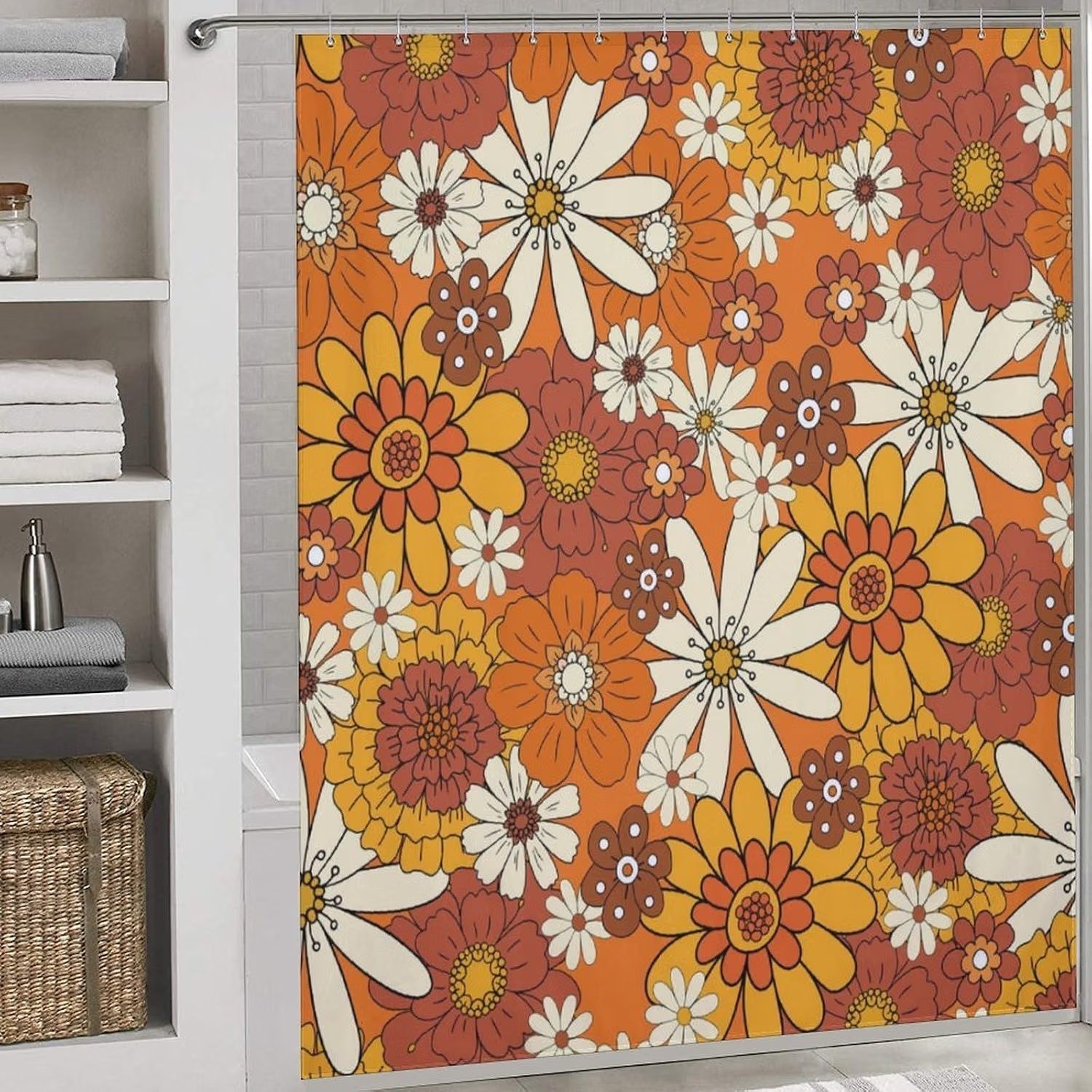 Custom Printed Bath Curtain — custom printed polyester bath curtain detail view
