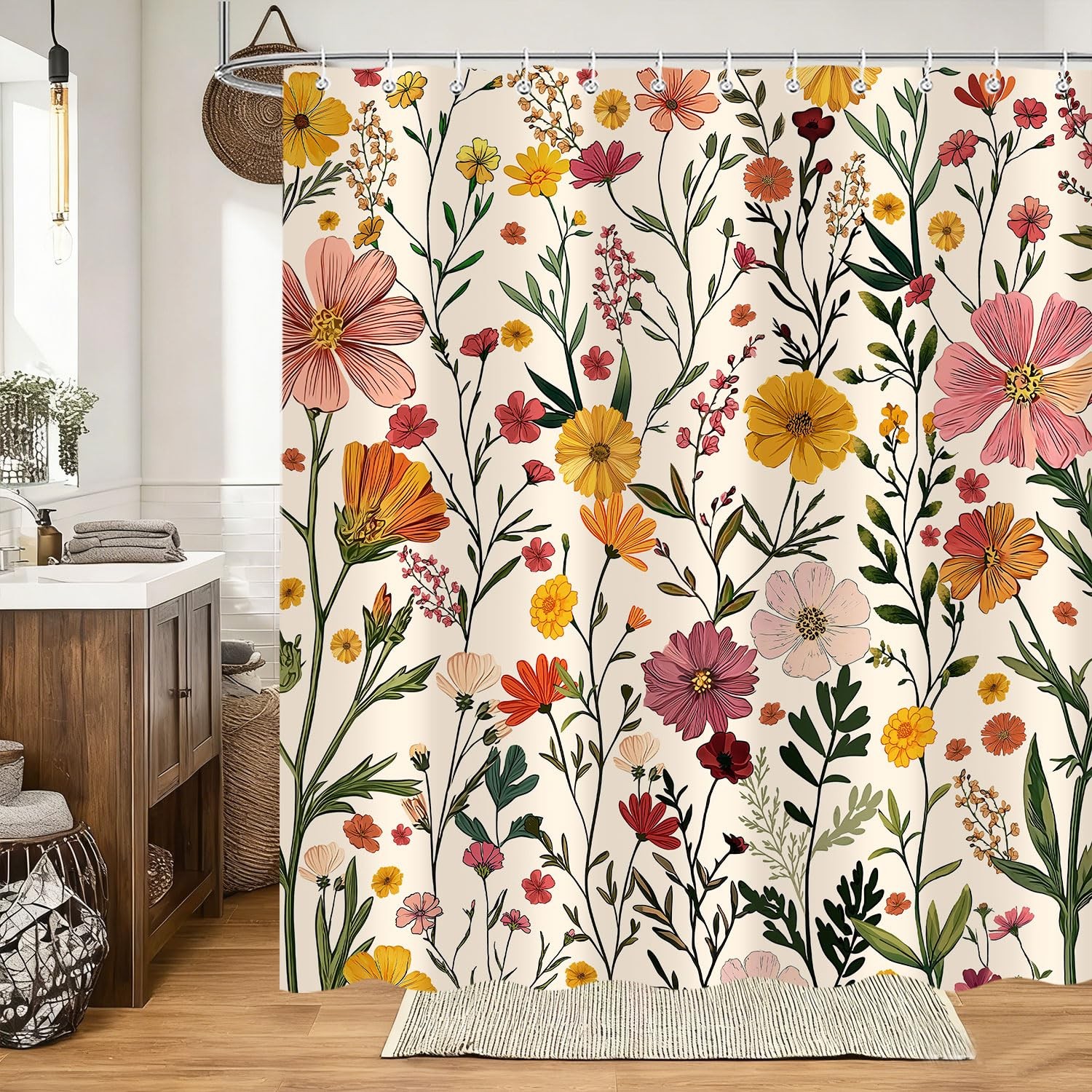 Custom Printed Bath Curtain — custom printed polyester bath curtain detail view