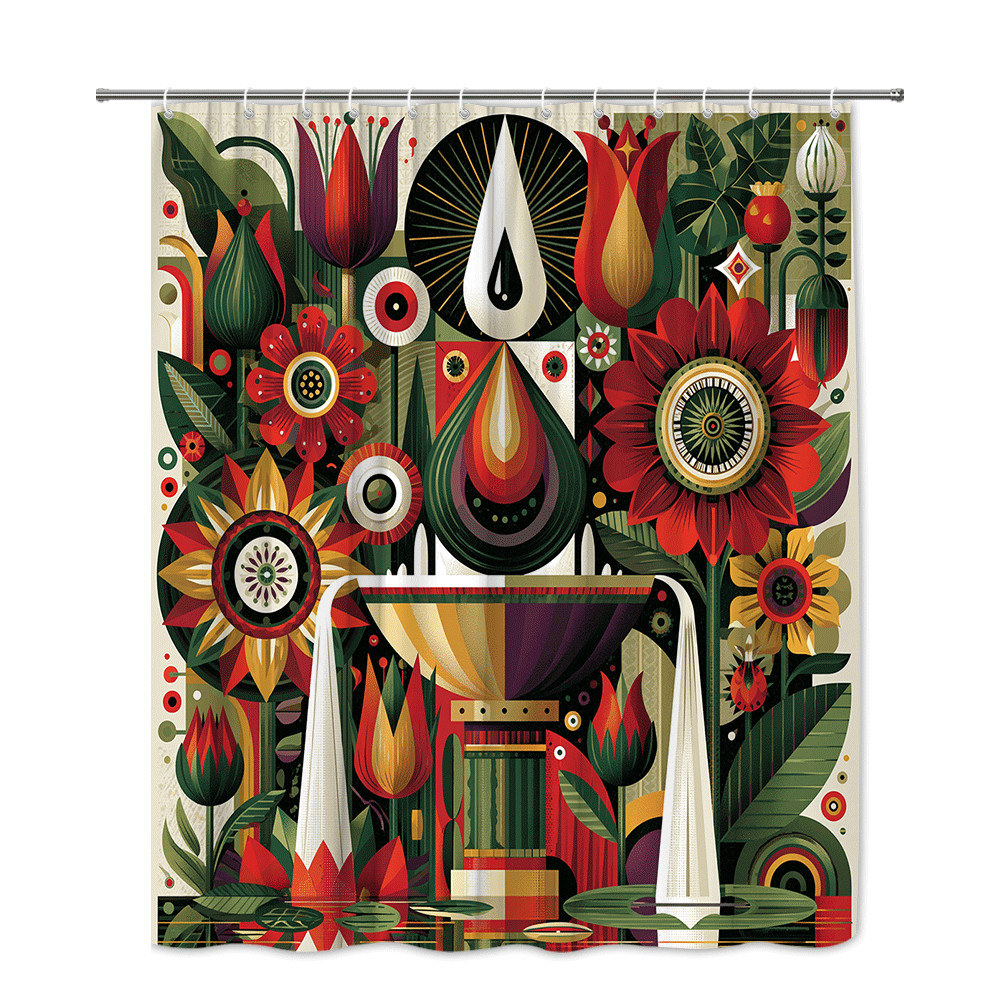 Custom Printed Bath Curtain — custom printed polyester bath curtain detail view