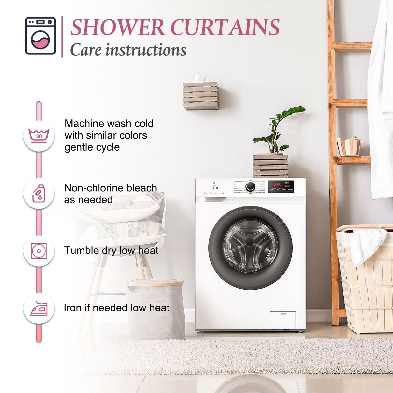 Custom Printed Bath Curtain — custom printed polyester bath curtain detail view