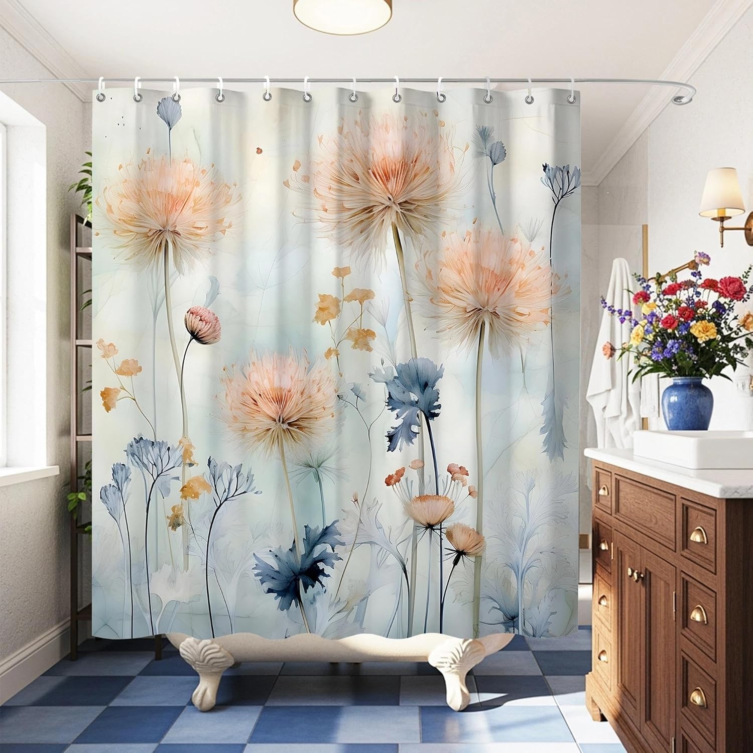 Custom Printed Bath Curtain — custom printed polyester bath curtain detail view