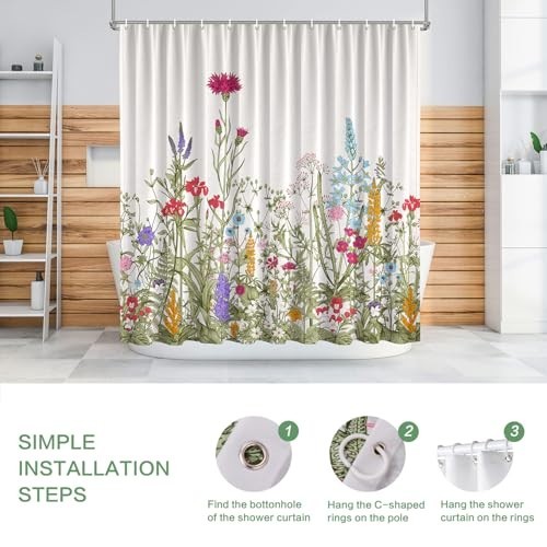 Custom Printed Bath Curtain — custom printed polyester bath curtain detail view