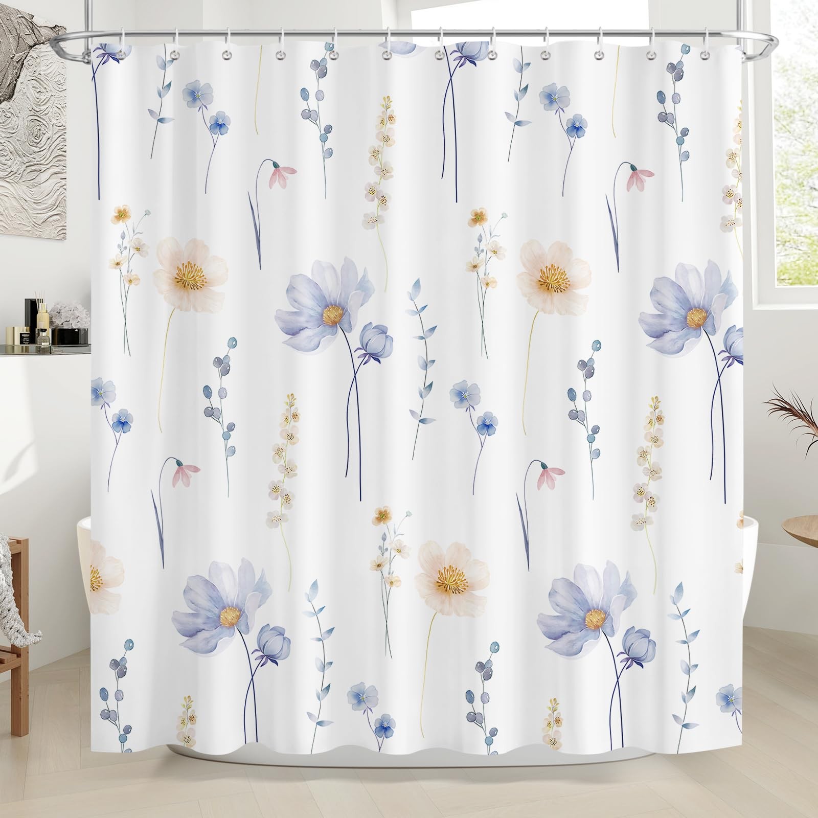 Custom Printed Bath Curtain — custom printed polyester bath curtain detail view