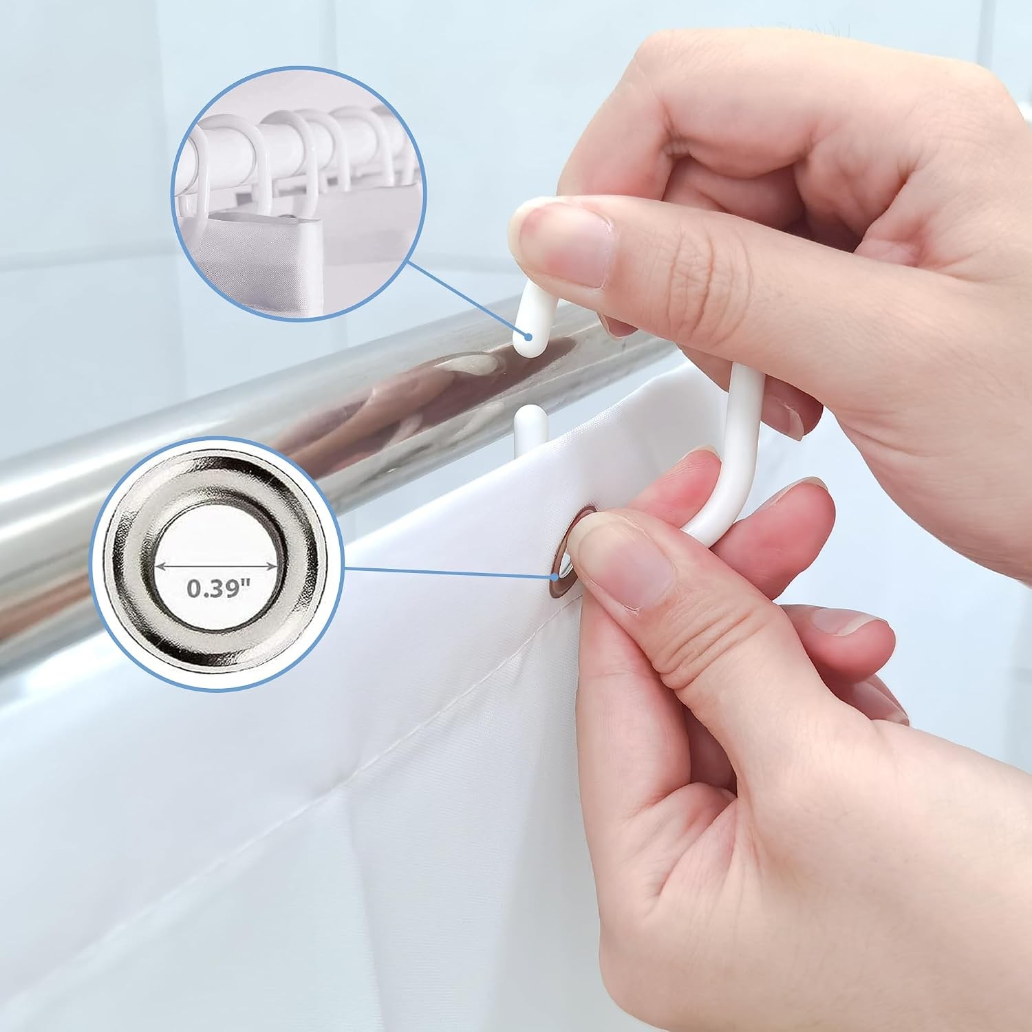 Custom Printed Bath Curtain — custom printed polyester bath curtain detail view
