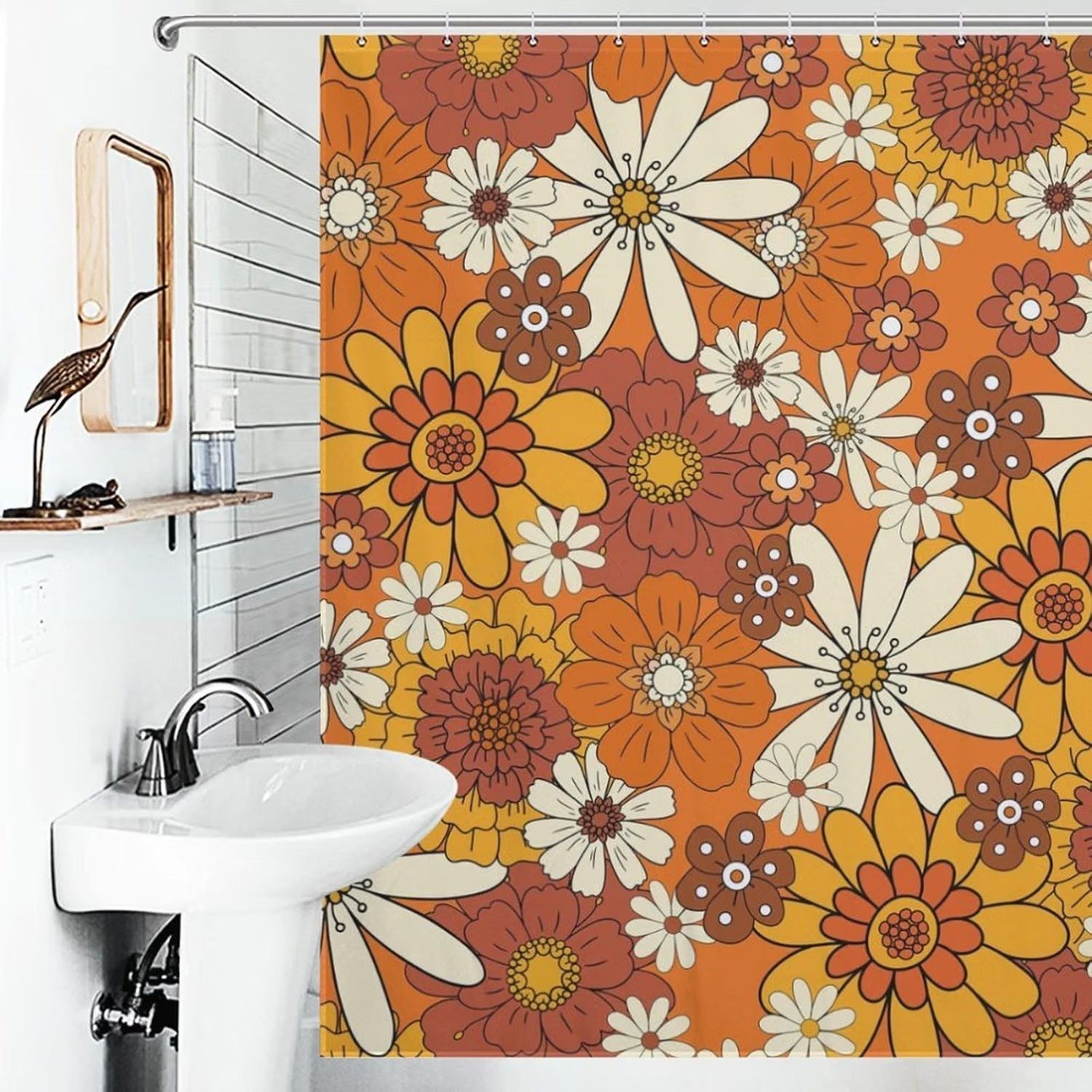 Custom Printed Bath Curtain — custom printed polyester bath curtain detail view