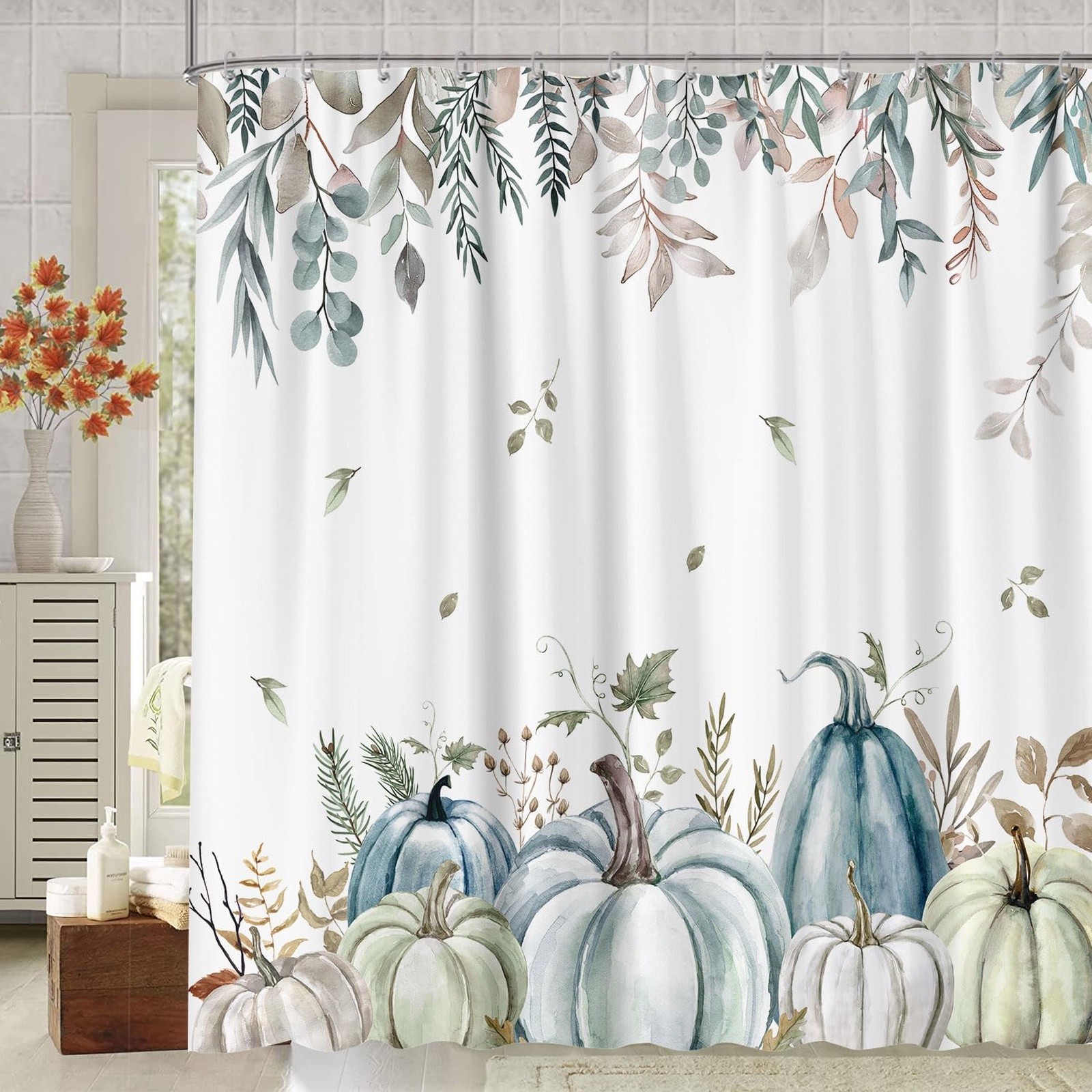 Custom Printed Bath Curtain — custom printed polyester bath curtain detail view
