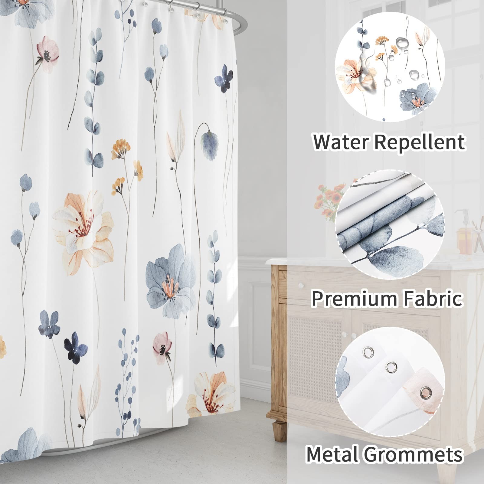 Custom Printed Bath Curtain — custom printed polyester bath curtain detail view