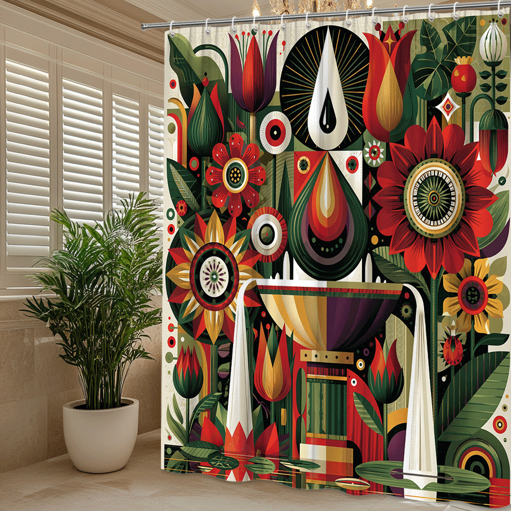 Custom Printed Bath Curtain — custom printed polyester bath curtain detail view