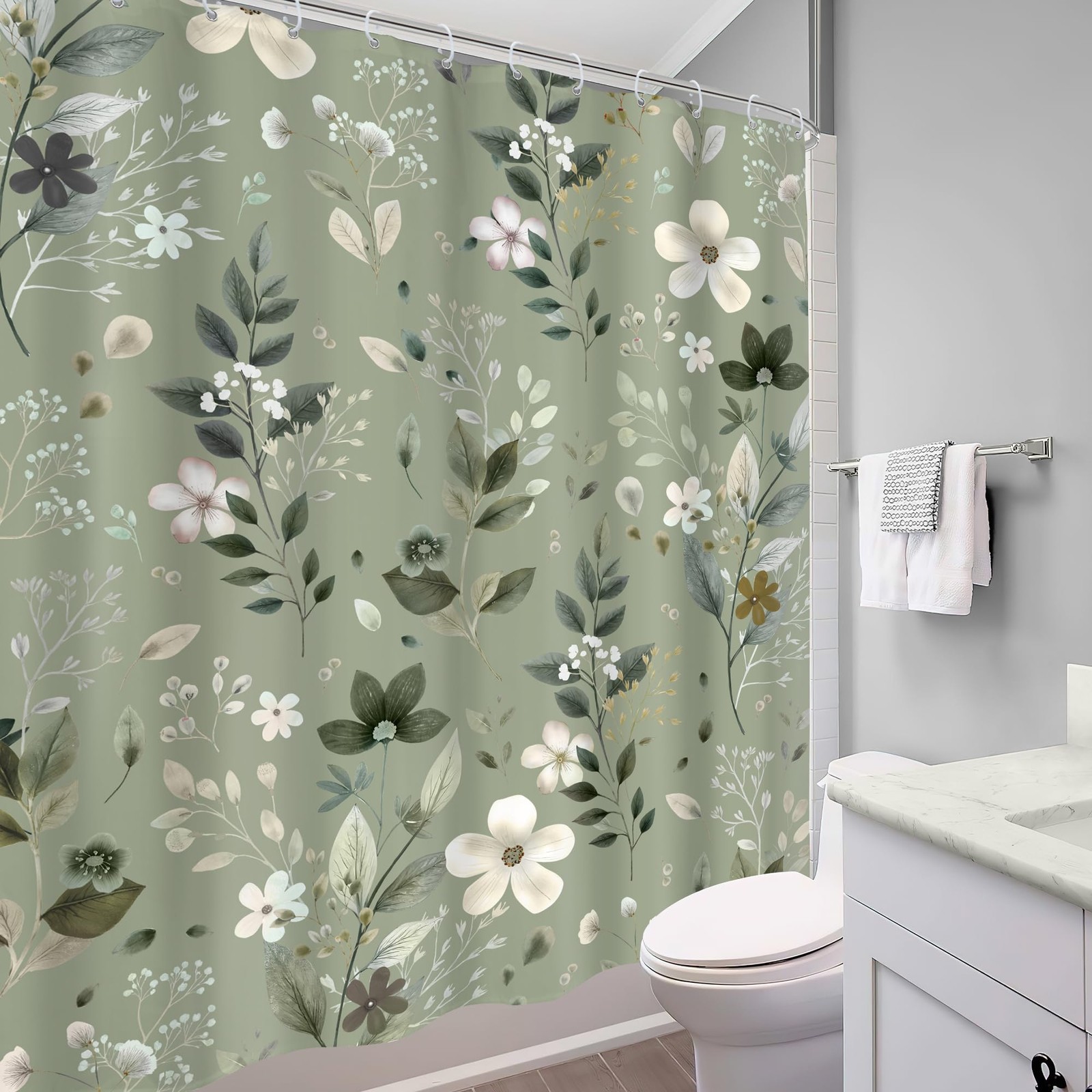 Custom Printed Bath Curtain — custom printed polyester bath curtain detail view