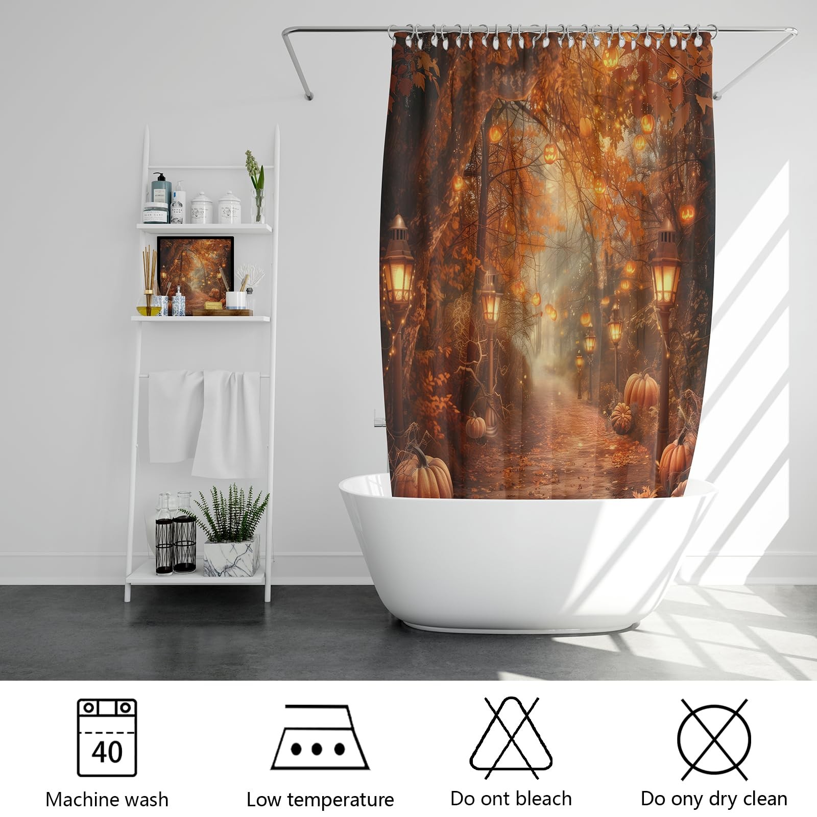 Custom Printed Bath Curtain — custom printed polyester bath curtain detail view
