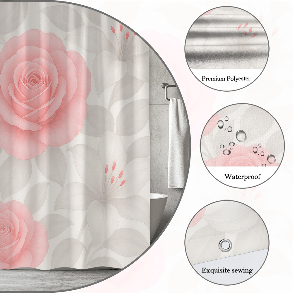 Custom Printed Bath Curtain — custom printed polyester bath curtain detail view