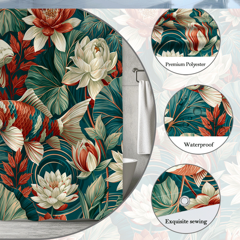 Custom Printed Bath Curtain — custom printed polyester bath curtain detail view