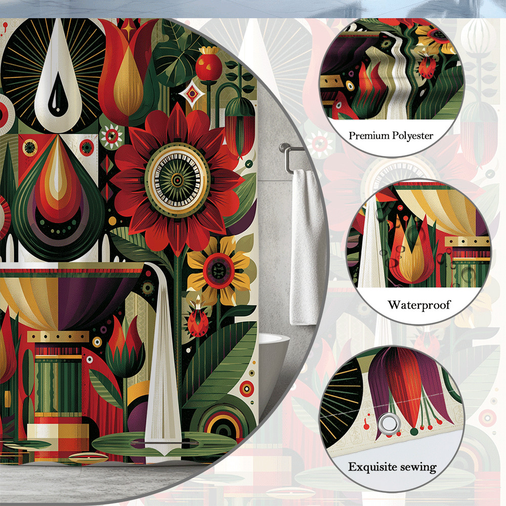 Custom Printed Bath Curtain — custom printed polyester bath curtain detail view