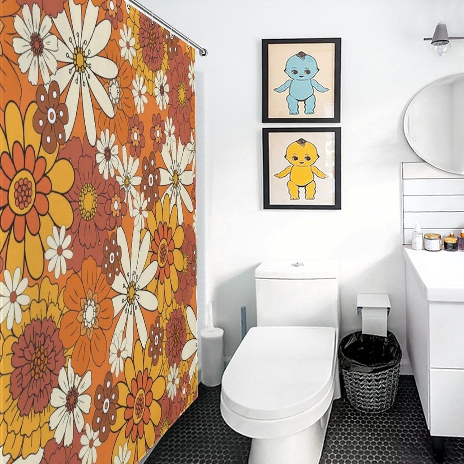 Custom Printed Bath Curtain — custom printed polyester bath curtain detail view