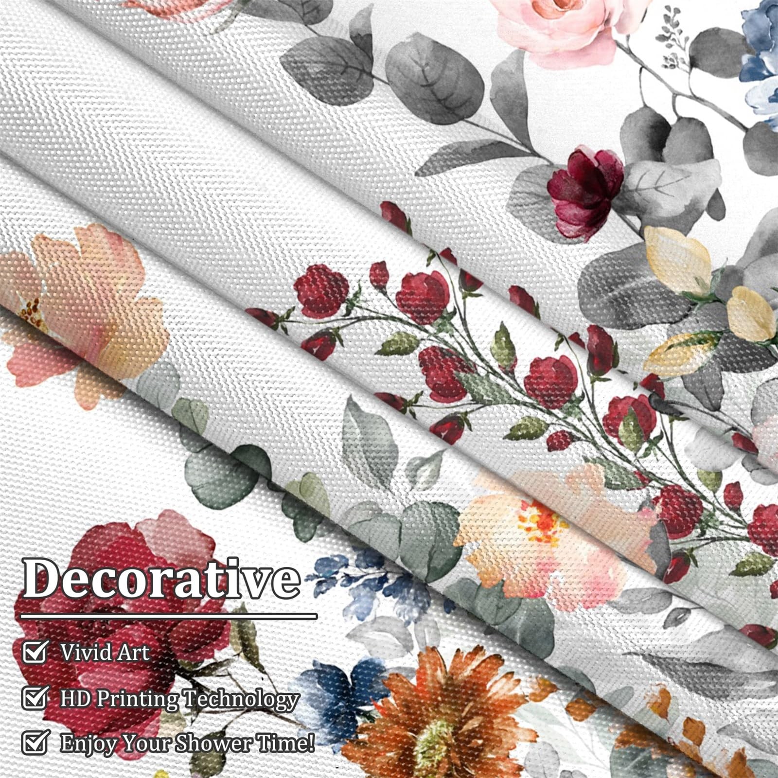 Custom Printed Bath Curtain — custom printed polyester bath curtain detail view