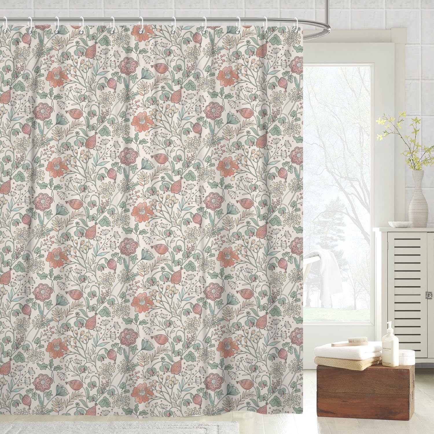 Custom Printed Bath Curtain — custom printed polyester bath curtain detail view