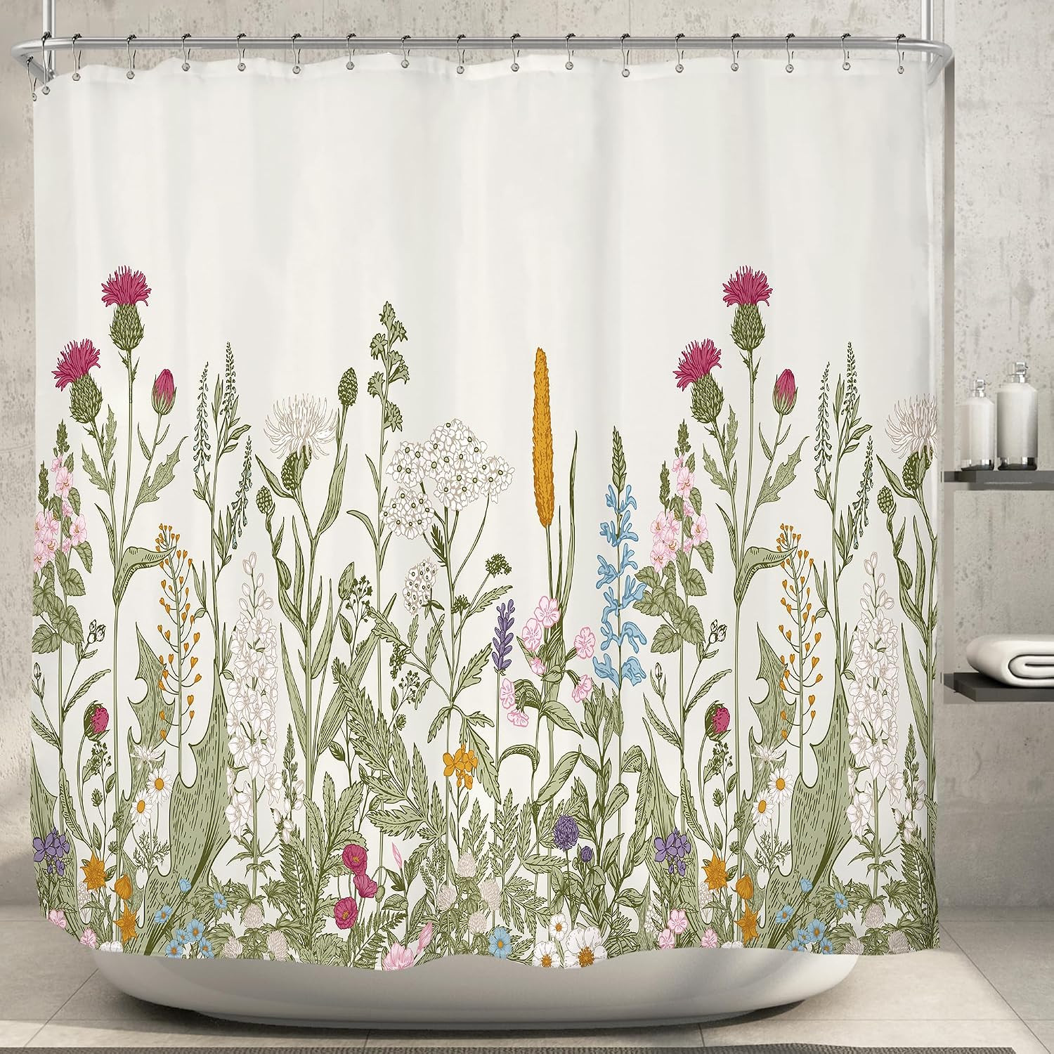 Custom Printed Bath Curtain — custom printed polyester bath curtain detail view