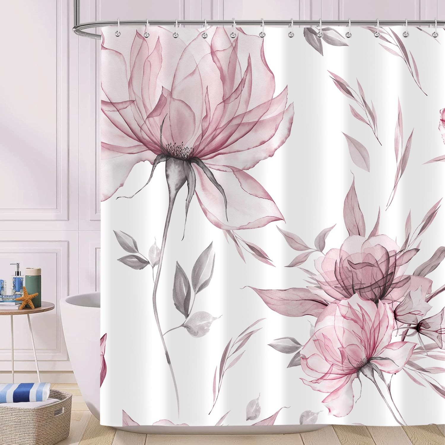 Custom Printed Bath Curtain — custom printed polyester bath curtain detail view