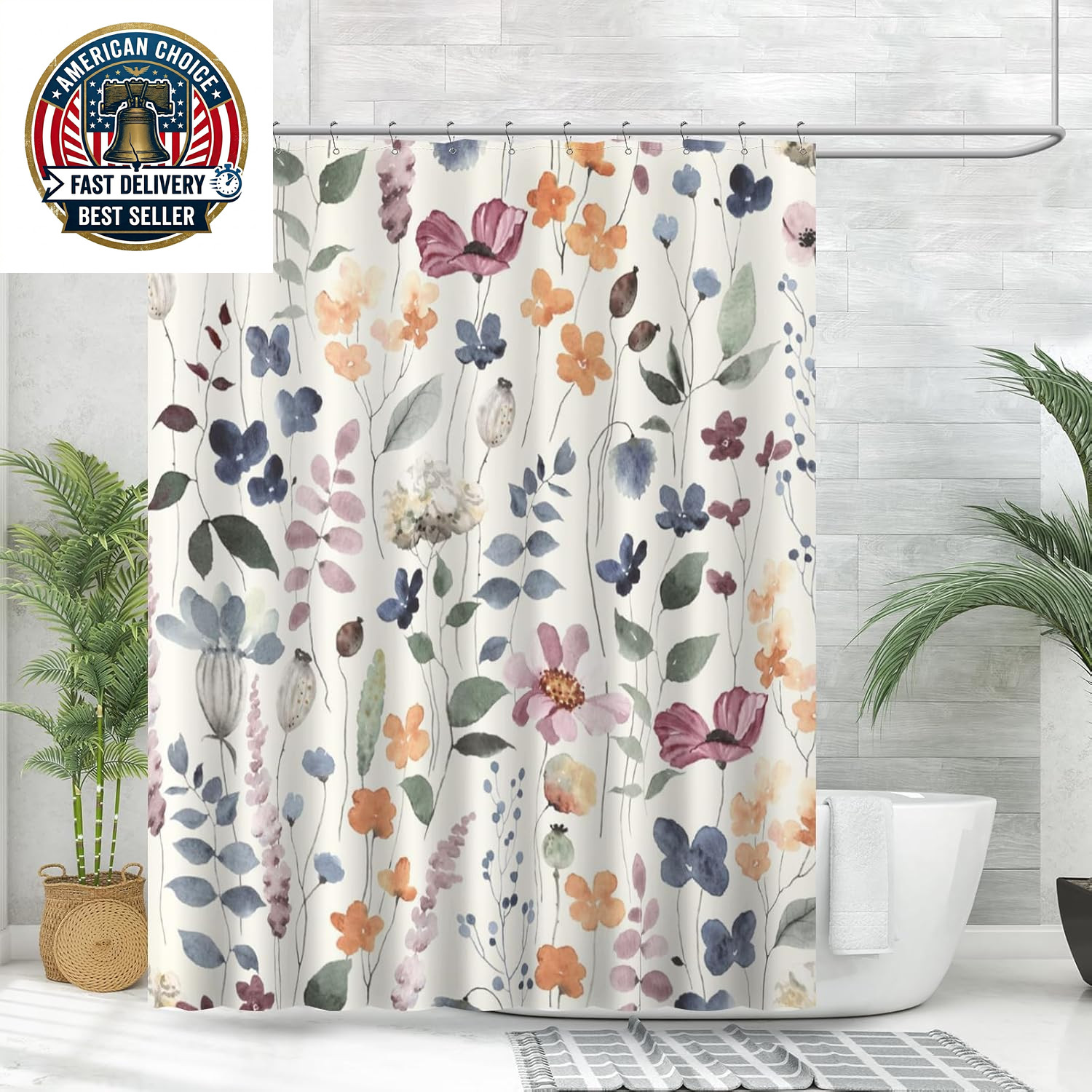Custom Printed Bath Curtain — custom printed polyester bath curtain detail view