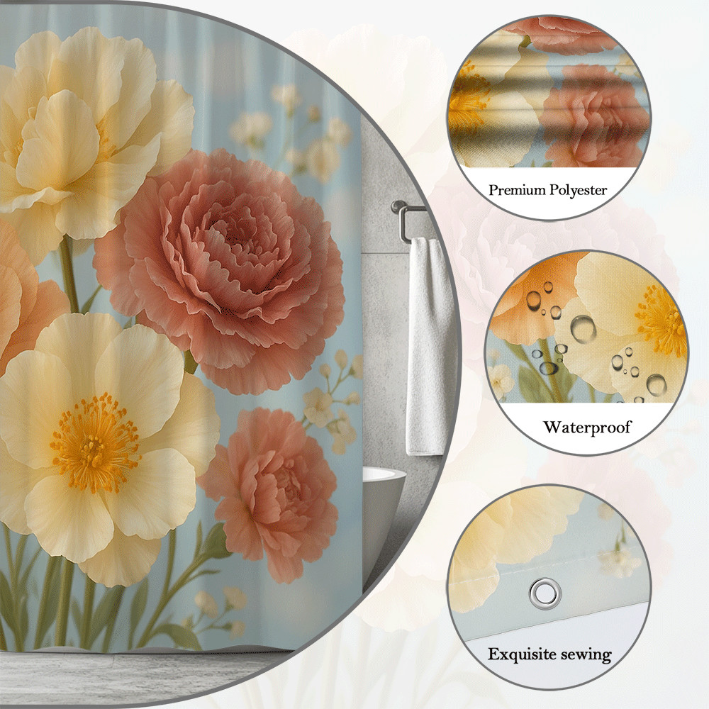 Custom Printed Bath Curtain — custom printed polyester bath curtain detail view