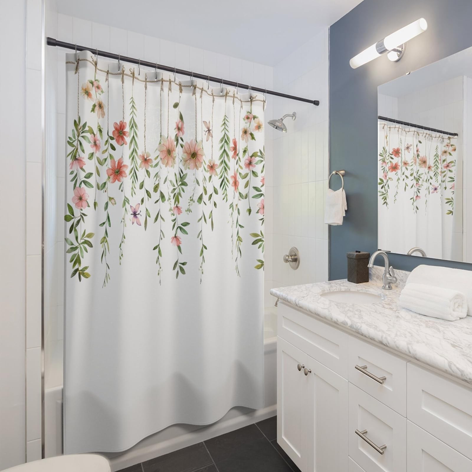 Custom Printed Bath Curtain — custom printed polyester bath curtain detail view