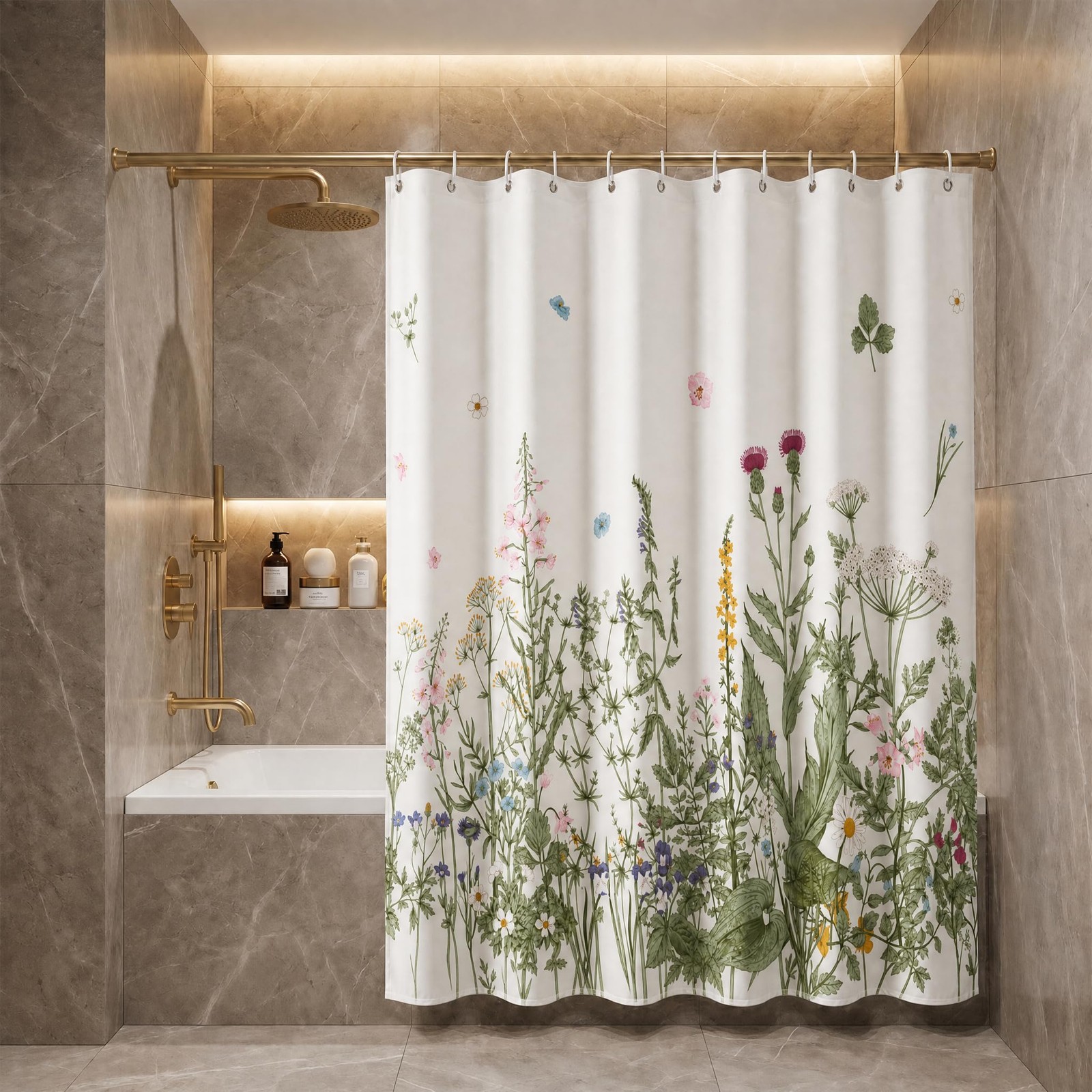 Custom Printed Bath Curtain — custom printed polyester bath curtain detail view