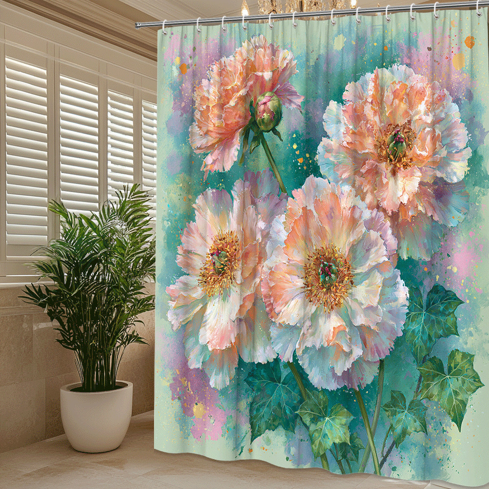 Custom Printed Bath Curtain — custom printed polyester bath curtain detail view