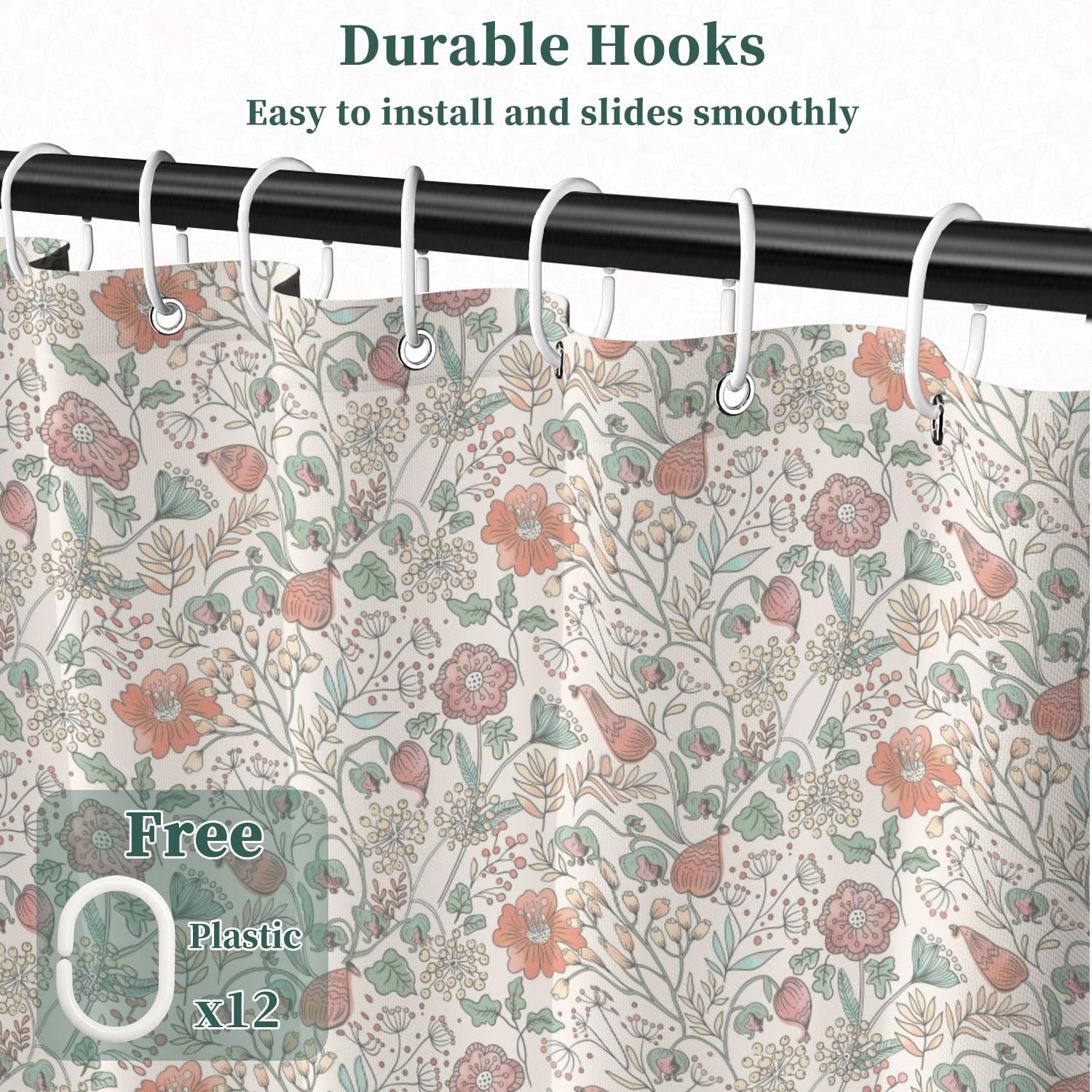 Custom Printed Bath Curtain — custom printed polyester bath curtain detail view