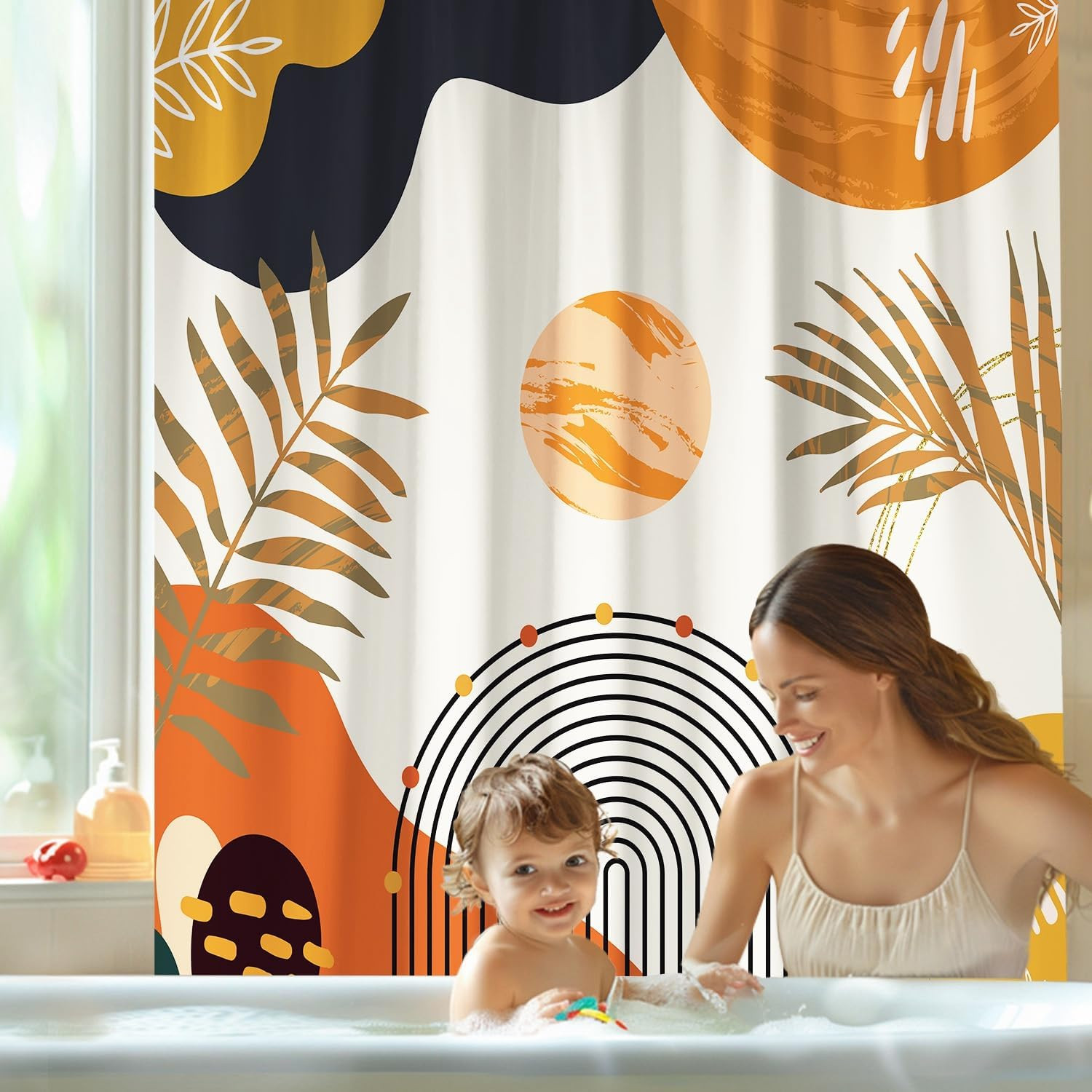 Custom Printed Bath Curtain — custom printed polyester bath curtain detail view