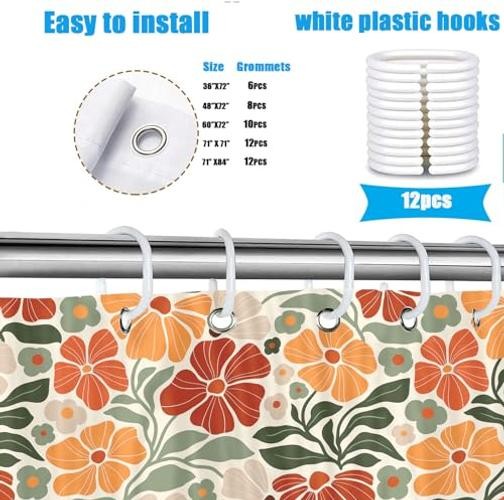 Custom Printed Bath Curtain — custom printed polyester bath curtain detail view