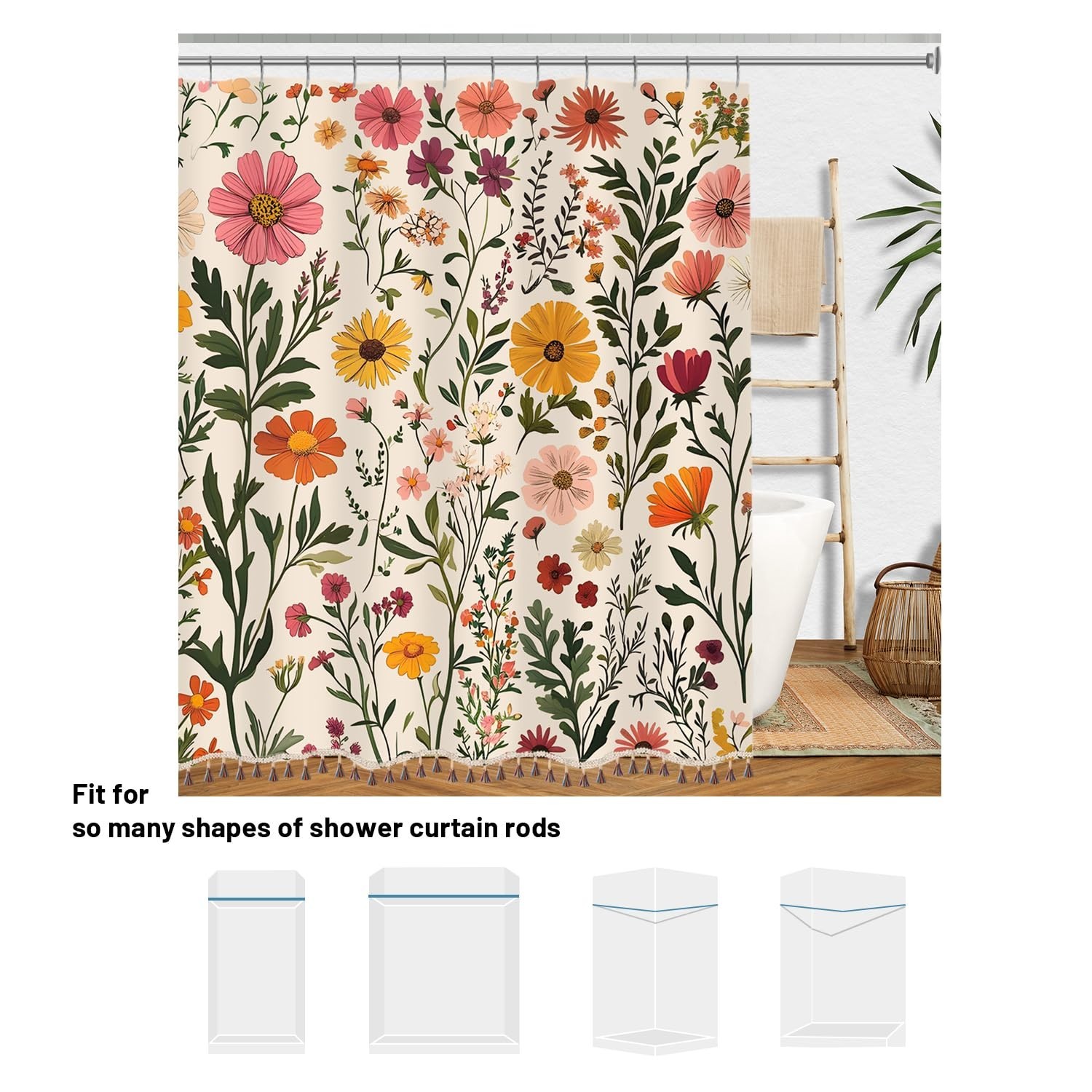 Custom Printed Bath Curtain — custom printed polyester bath curtain detail view