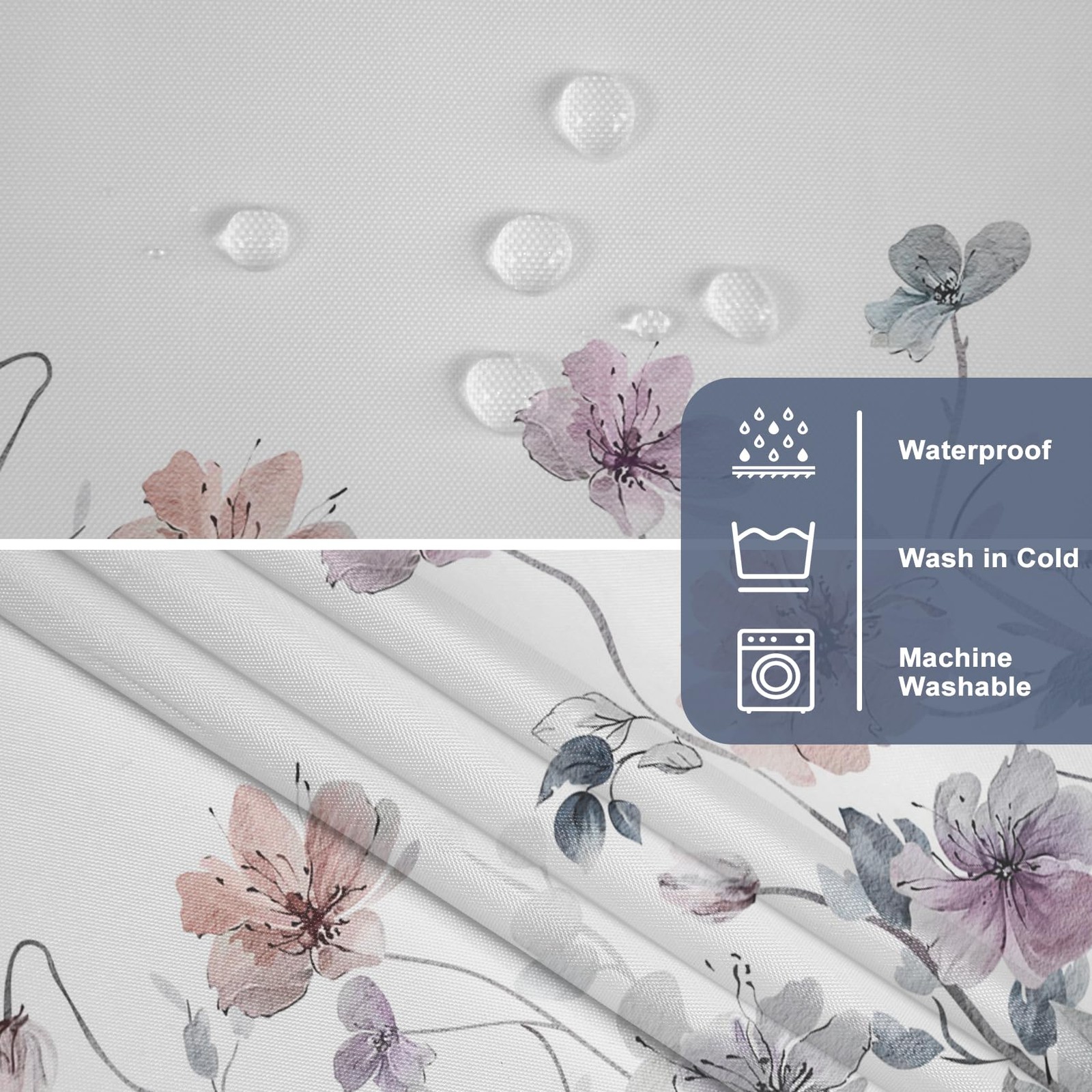 Custom Printed Bath Curtain — custom printed polyester bath curtain detail view
