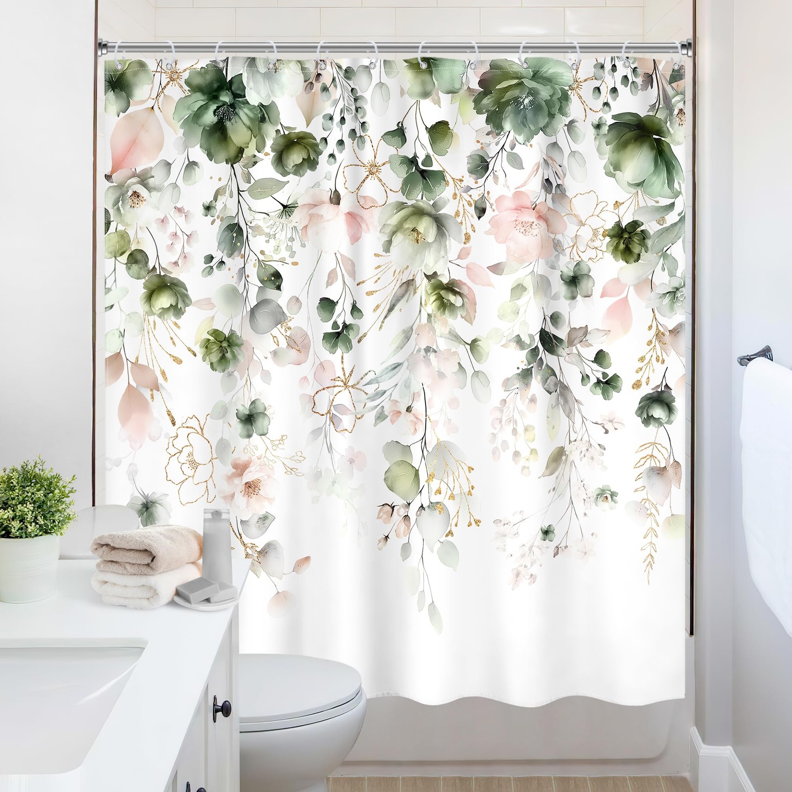 Custom Printed Bath Curtain — custom printed polyester bath curtain detail view