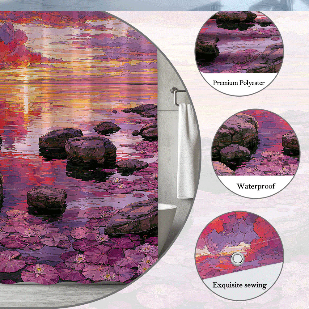 Custom Printed Bath Curtain — custom printed polyester bath curtain detail view