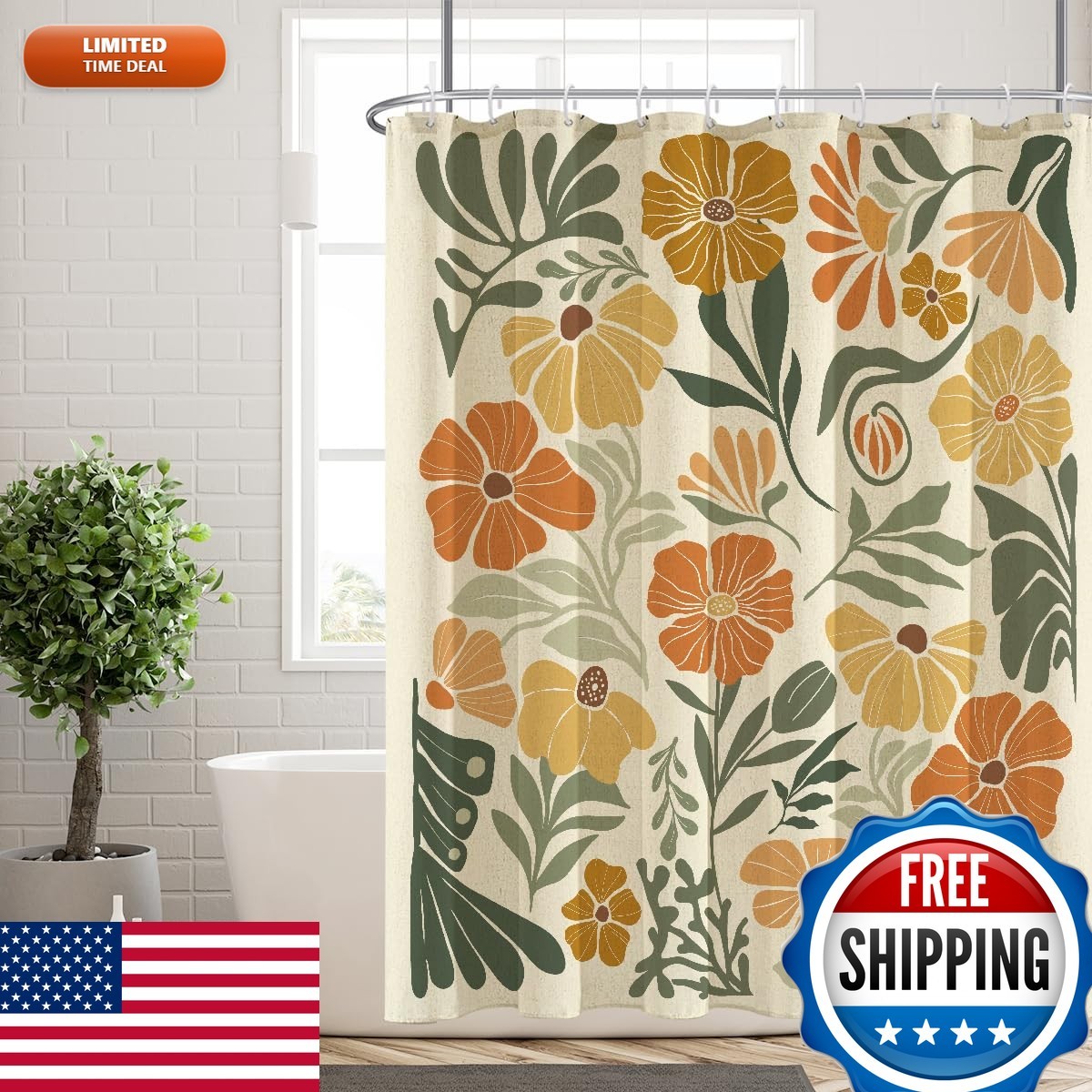 Custom Printed Bath Curtain — custom printed polyester bath curtain