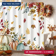 Moutina Pumpkin Shower Curtain Autumn Harvest Thanksgiving Home Decor | Fall Bat — custom printed polyester bath curtain