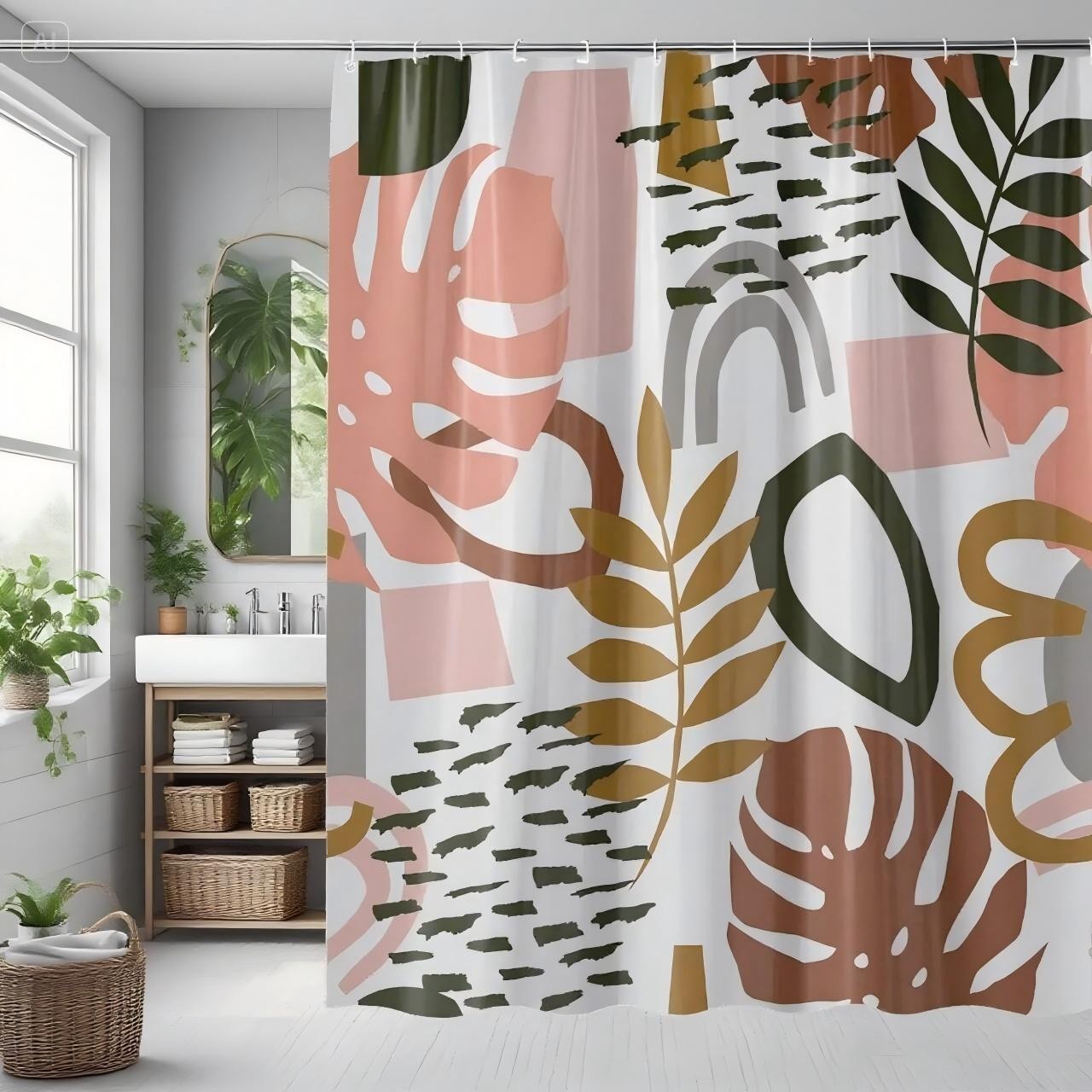 Custom Printed Bath Curtain — custom printed polyester bath curtain