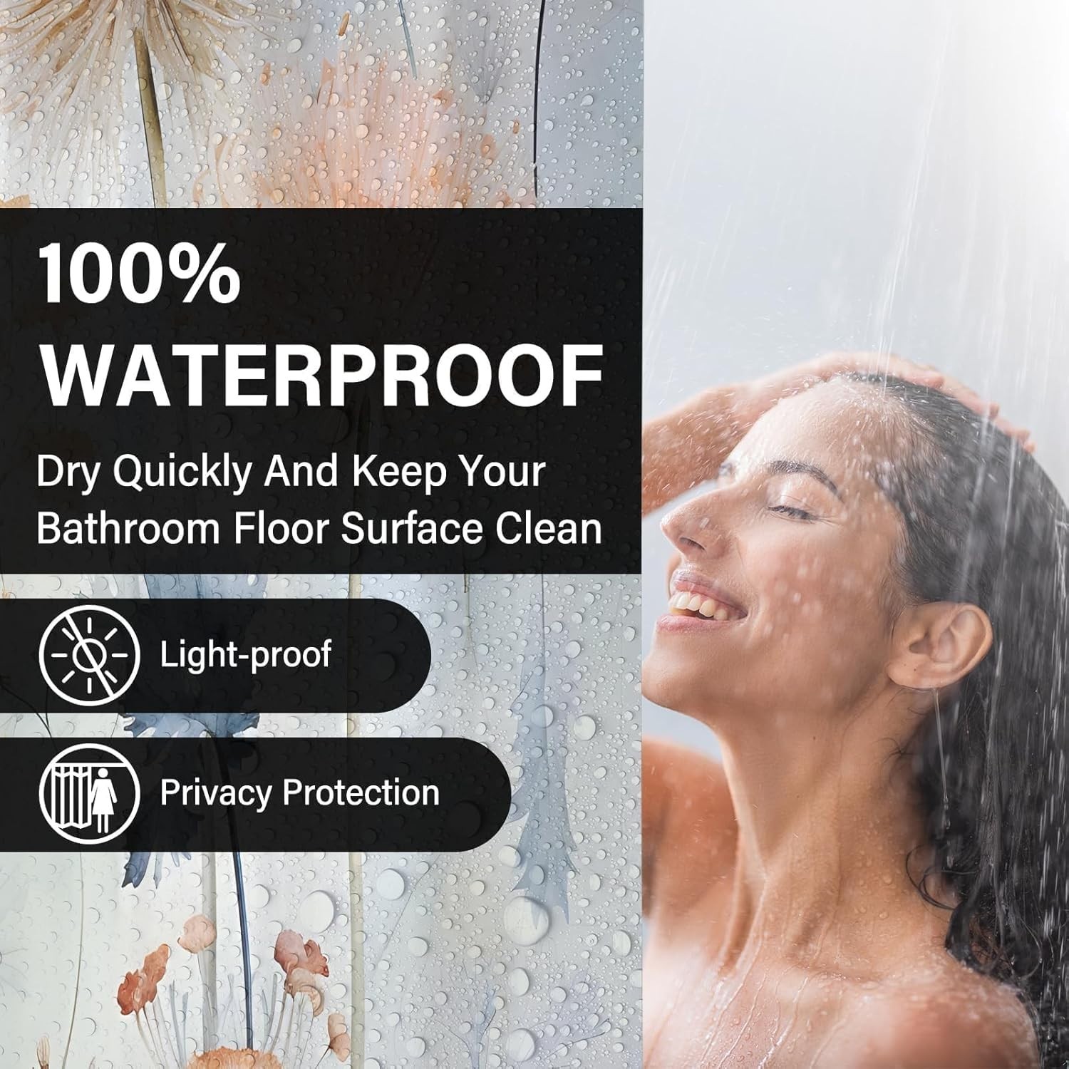 Custom Printed Bath Curtain — custom printed polyester bath curtain detail view