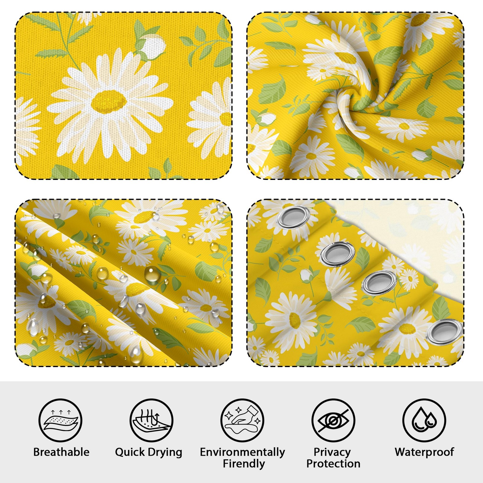 Custom Printed Bath Curtain — custom printed polyester bath curtain detail view