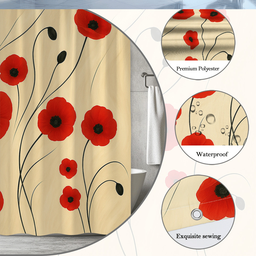 Custom Printed Bath Curtain — custom printed polyester bath curtain detail view