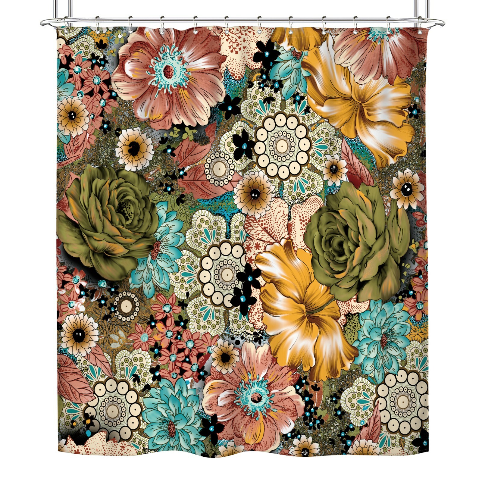Custom Printed Bath Curtain — custom printed polyester bath curtain detail view