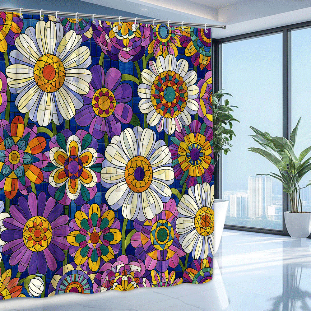 Custom Printed Bath Curtain — custom printed polyester bath curtain detail view