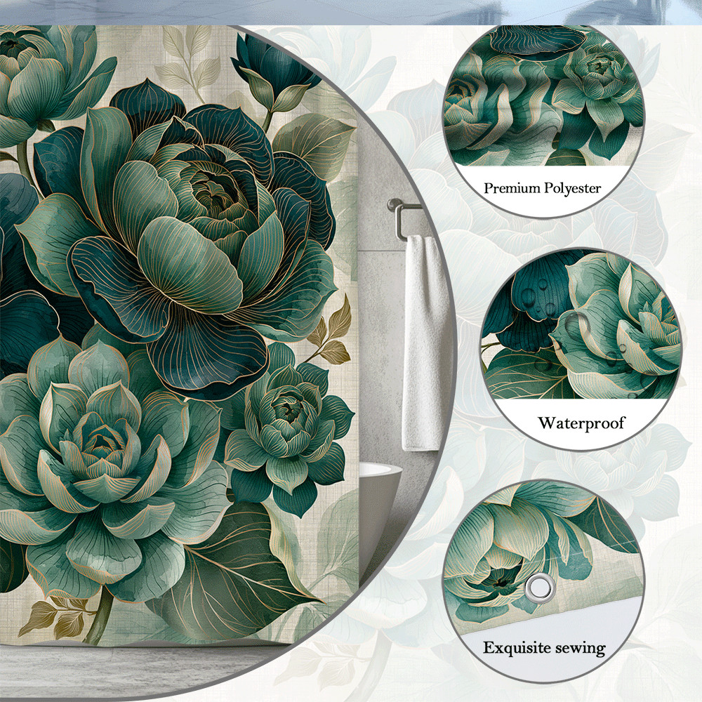 Custom Printed Bath Curtain — custom printed polyester bath curtain detail view
