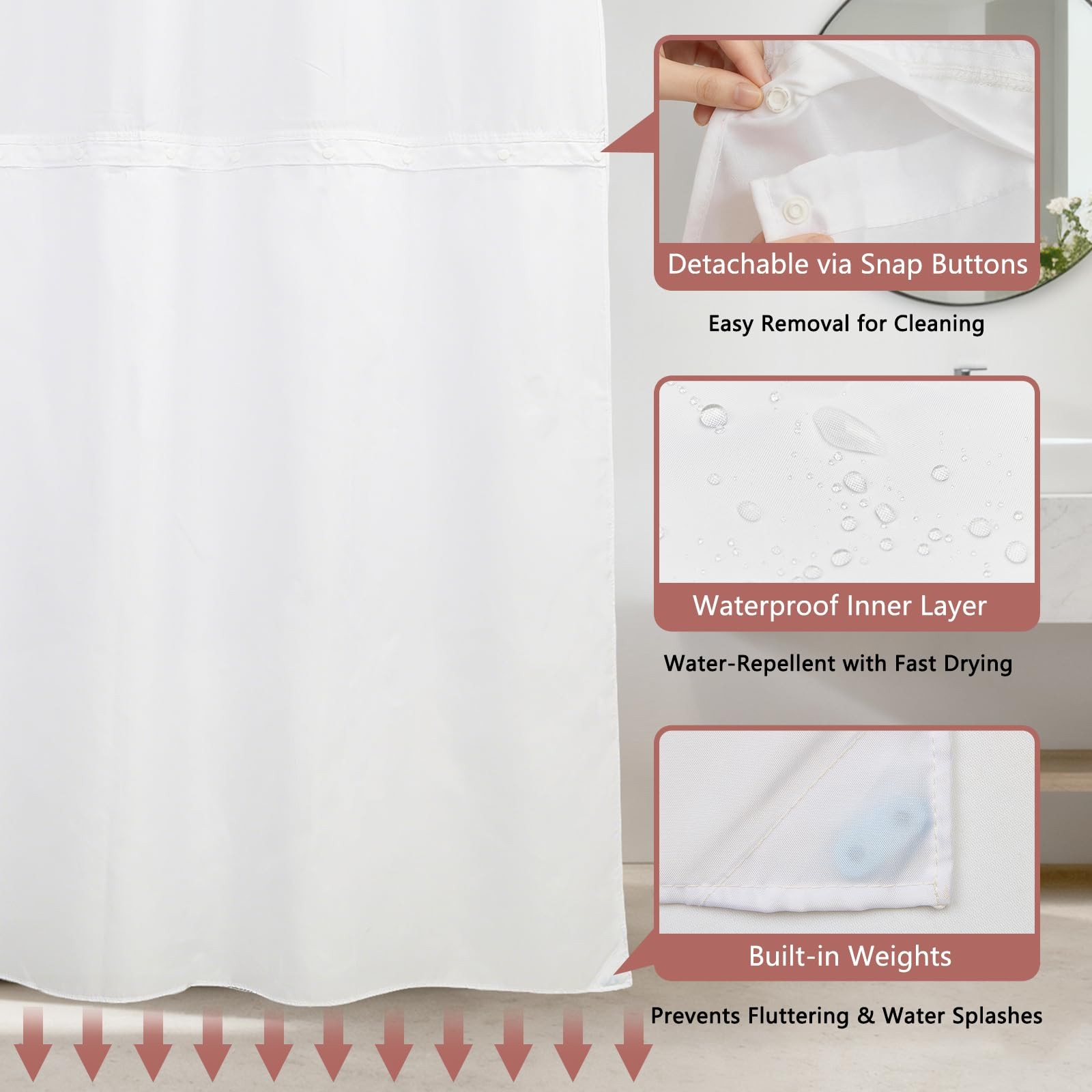 Custom Printed Bath Curtain — custom printed polyester bath curtain detail view