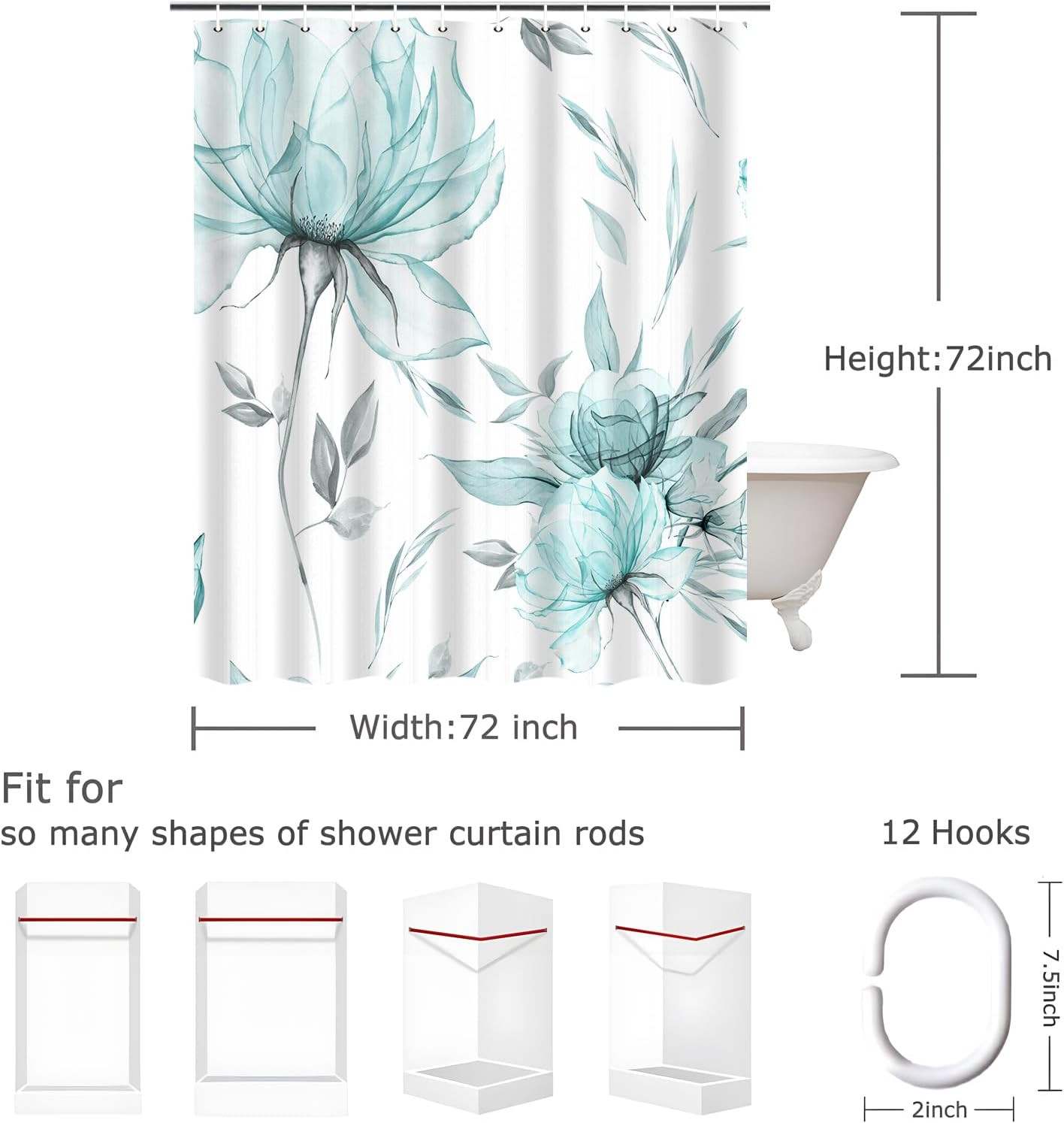 Custom Printed Bath Curtain — custom printed polyester bath curtain detail view