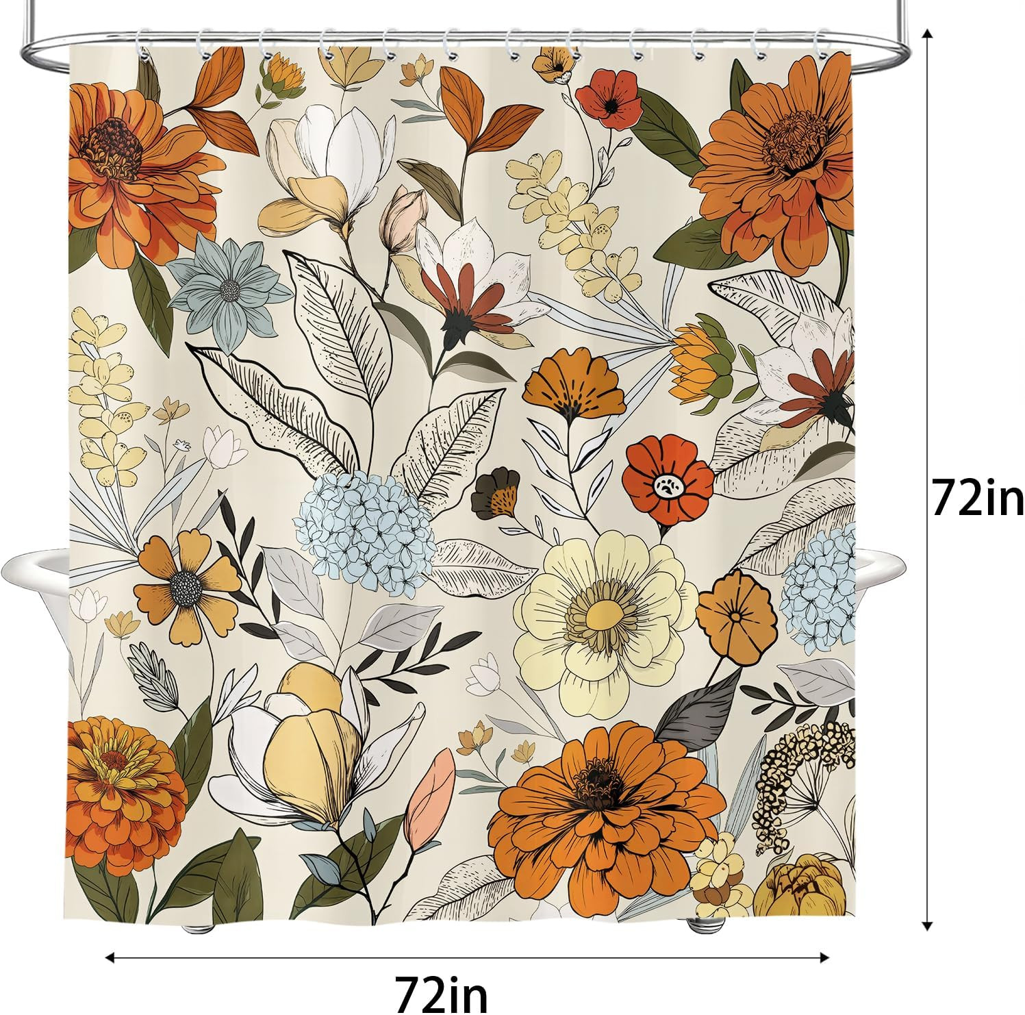 Custom Printed Bath Curtain — custom printed polyester bath curtain detail view
