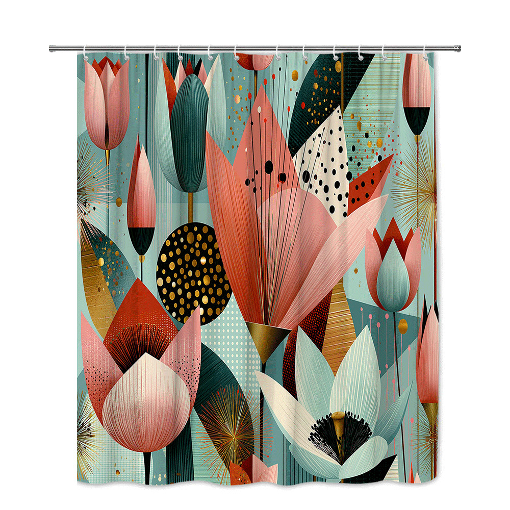Custom Printed Bath Curtain — custom printed polyester bath curtain detail view