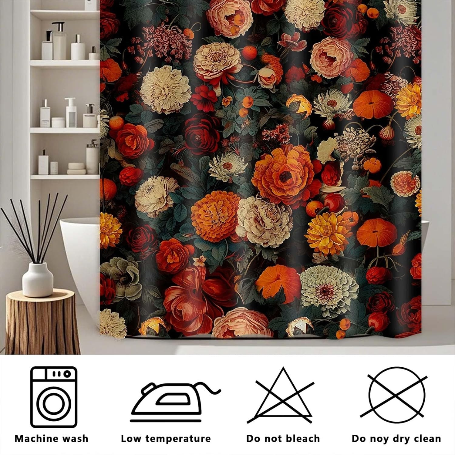 Custom Printed Bath Curtain — custom printed polyester bath curtain detail view